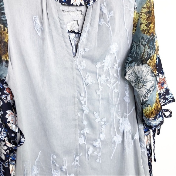 ANTHROPOLOGIE Tiny mixed fabric patterns embroidered BoHo dress - Picture 3 of 12